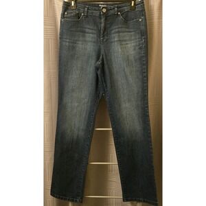 Style & Co Women's Tummy Control Size 12 Straight Leg‎ Blue Jeans Bling 32x33